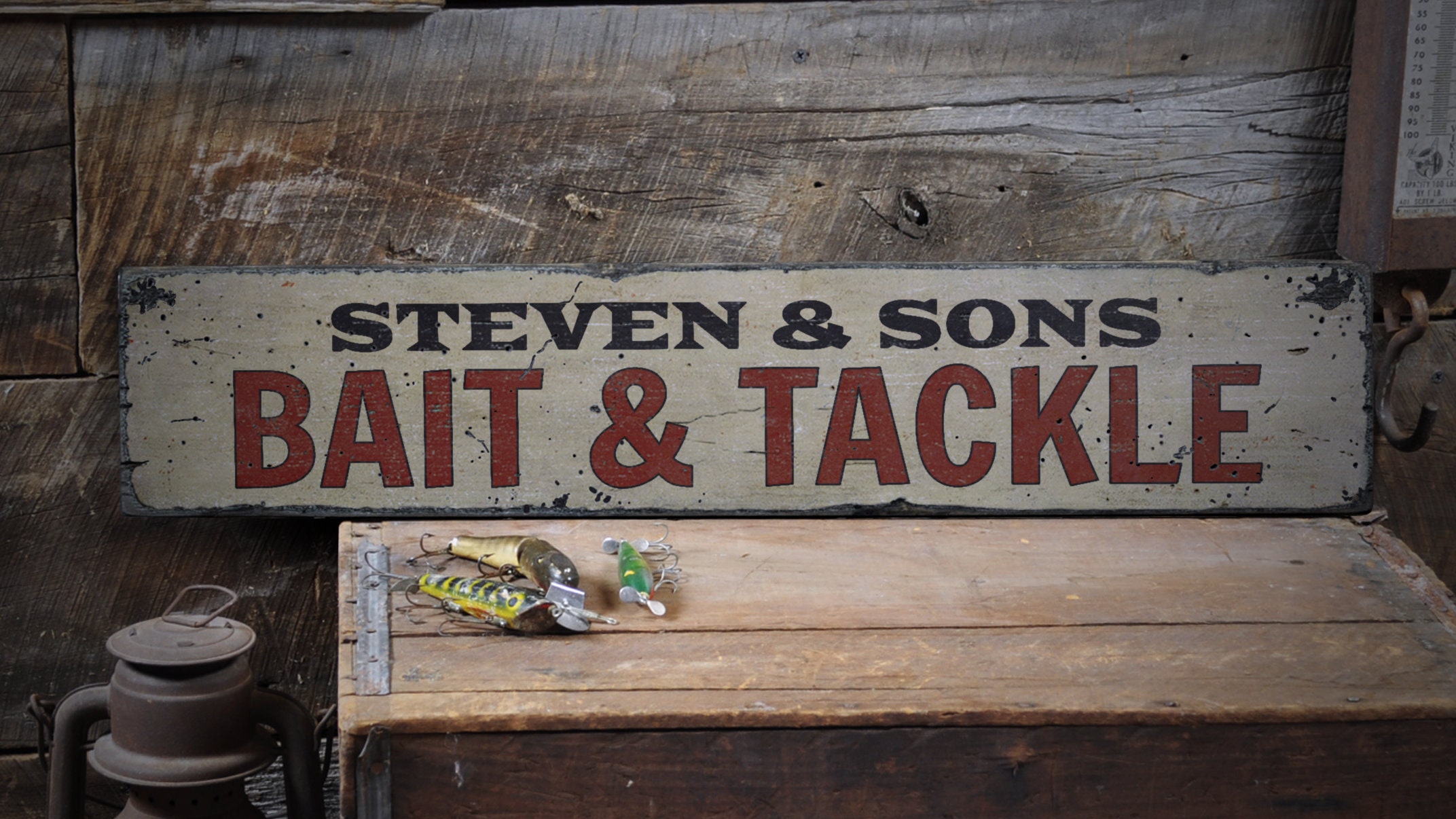Bait and Tackle Wood Sign Bait Tackle Decor Custom Bait Shop Etsy