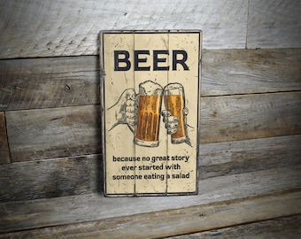 Cheers To Beer Sign, Funny Beer Sign, Beer Lover Gift, Vintage Bar Sign, Beer Toast Sign, Rustic Beer Sign - Handmade Wooden Sign