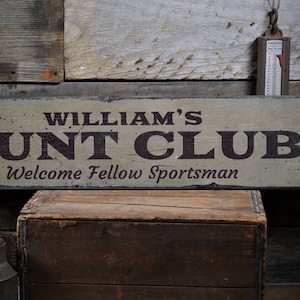 Hunt Club Wood Sign, Hunt Club Decor, Hunter Gift, Custom Hunting Sign, Deer Head Decor, Deer Sign, HandMade Vintage Wood Sign