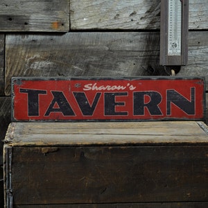 Custom Personalized Tavern Pub Sign, - Rustic Hand Made Vintage Wooden Sign Decorations