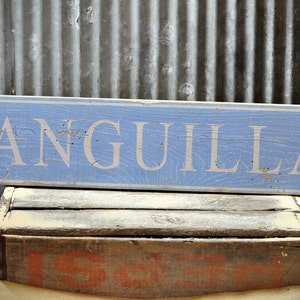 Custom Beach Destination Anguilla Sign - Rustic Hand Made Vintage Wooden Decorations