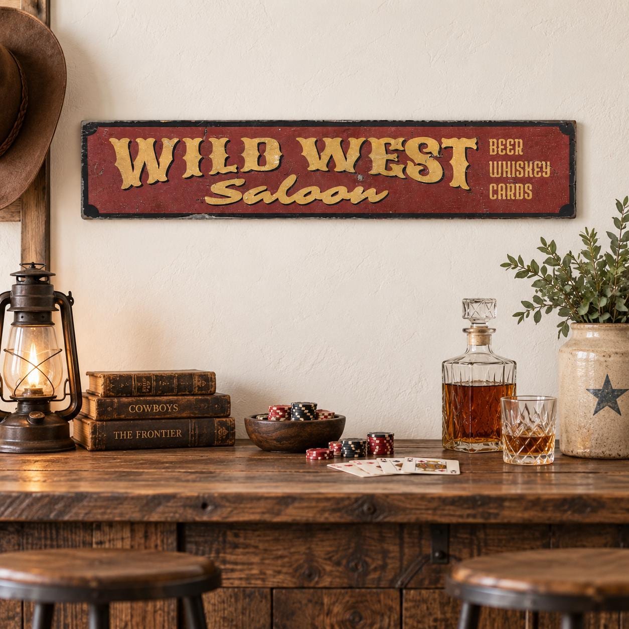 Wild West Saloon Sign, Cowboy Bar Decor, Rustic Saloon Decor