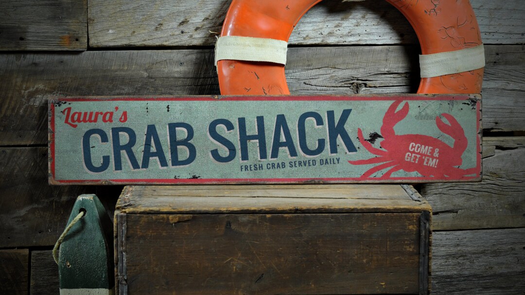 Custom Crab Sign, Crab Shack Sign, Seafood Sign, Coastal Sign, Beach ...