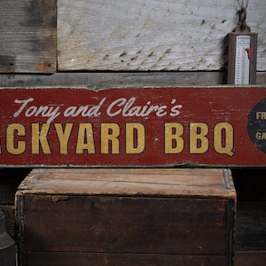 Backyard BBQ Sign, Custom Barbecue Sign, Grill Master Gift for BBQ Lover, Wood BBQ Decor For Backyard, Rustic HandMade Vintage Wooden Sign