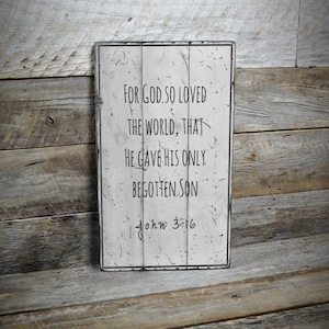 For God So Loved The World Sign, Biblical Verse Sign, John 3 16, Religious Wall Decor, Bible Scripture Sign - Rustic Handmade Wooden Sign