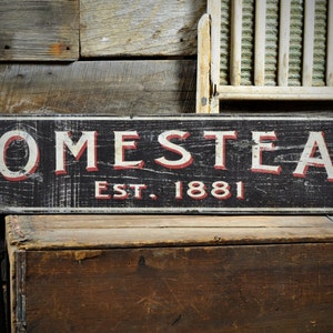 Custom Family Homestead Est. Date Sign - Rustic Hand Made Vintage Wooden Decorations