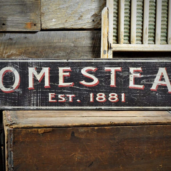 Placa personalizada de data estimada para propriedade familiar - Decorações rústicas de madeira vintage feitas à mão