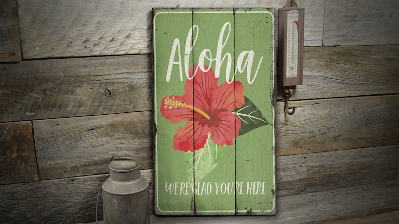 Aloha Hawaii Sign, Flower Hello Sign, Aloha Wooden Gift, Ocean Decor ...