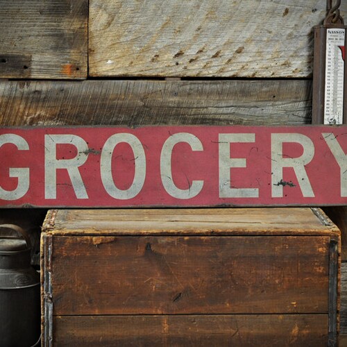 Grocery Sign Kitchen Decor Rustic Grocery Sign Primitive Etsy