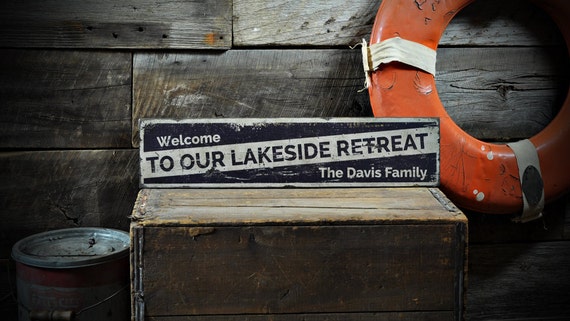 Custom Lake House Sign - Rustic Handmade Wood - Fishing & Hunting Decor - Personalized