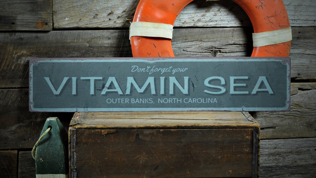 Don't Forget Your Vitamin Sea Wood Sign, Personalized Beaach Location ...