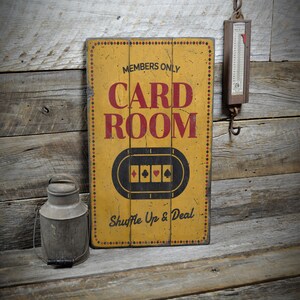 Card Room Sign, Gambling Room Sign, Card Games Sign, Deal Sign, Card Room Decor, Poker Table Sign, Rustic Look Sign - Custom Wooden Sign