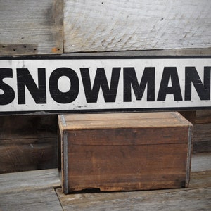 Snowman Street Sign, Christmas Decor, Faded Snowman Decor, Wooden Snowman Sign, Snowman Gift, Old Looking Sign - Handmade Wooden Sign