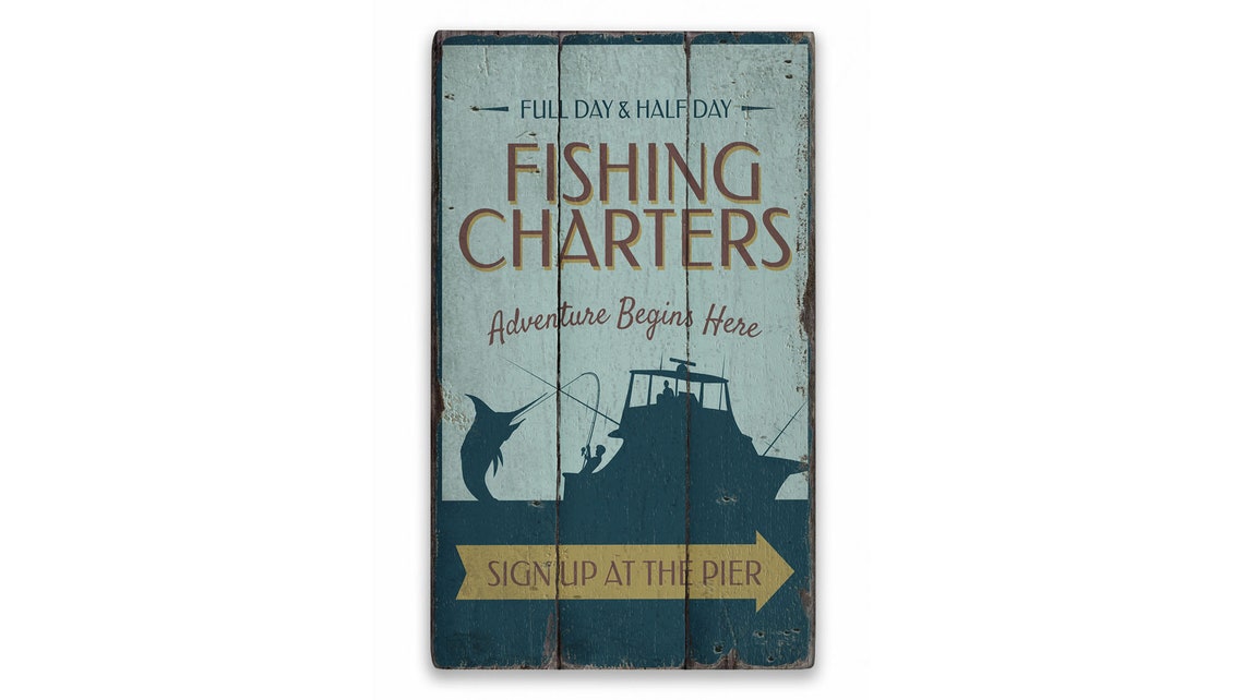 Fishing Charters Sign, Fisherman Signs, Wooden Fish Sign, Charter Gift ...