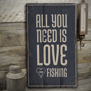 Fisherman Lover Sign, Fisherman Tours, Fish Hunting Man, Antique Fishing Decor, Olden Wood Sign - Rustic Hand Made Vintage Wooden Decor