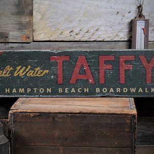 Salt Water Taffy Sign, Custom Boardwalk Sign, Beach Gift for Ocean Lover, Taffy Lover Gift, Rustic HandMade Vintage Wooden Sign Decor Gift