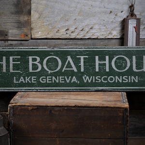 Wooden Boat Sign, Boat House Sign, Lake House Sign, Lake House Decor, Boat House Decor - Rustic Hand Made Vintage Wooden Sign