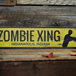 Zombie Crossing Sign, Zombie Party Decor, Zombie Wall Decor, Sign for Zombie Party, Wooden Zombie Sign, Custom Wooden Sign Decorations