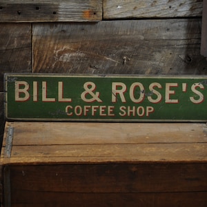 Letrero de cafetería personalizado: letreros rústicos primitivos de madera vintage hechos a mano.