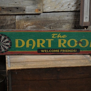 The Dart Room Sign, Dart Room Wood Sign, Old Darts Sign, Game Room Gift, Game Sign, Game Room Decor, Rustic Handmade Wood Sign Decor