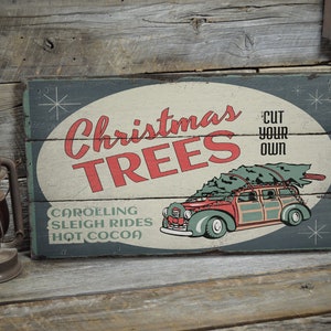 Christmas Tree Sign, Get Your Tree Here, Christmas, Holiday Love Decor, Wooden Sale Decor, Wooden Wall Decor - Wooden Old Sign