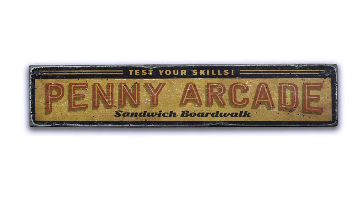 Rustic Arcade Sign Penny Arcade Sign, Custom Wood Sign for Arcade Gift, Boardwalk Games ...