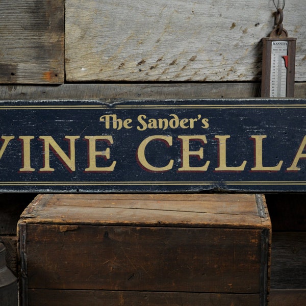 Family Wine Cellar Wood Sign, Personalized Wine Lover Gift Name Sign, Wine Room Bar Decor - Rustic Hand Made Vintage Wooden Sign Wine Decor