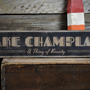 Custom Lake House Champlain Sign - Rustic Hand Made Vintage Wooden