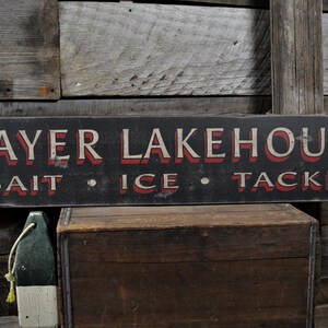 Custom Lakehouse Bait, Ice Tackle Sign - Rustic Hand Made Vintage Wooden Sign Decorations