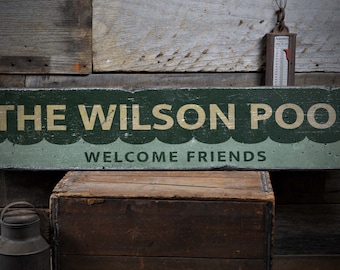 Welcome Pool Sign, Wood Pool Decor, Gift for Pool Owner, Welcome Friends Sign, Patio Decor. Rustic HandMade Vintage Wooden Sign For Pools