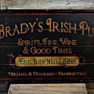 Custom Distressed Irish Pub Proprietor Sign - Rustic Hand Made Vintage Wooden Sign Decorations ENS1000620