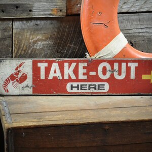 Lobster Sign, Lobster TakeOut, Custom Lobster Sign, Custom Seafood Sign, Lobster Arrow Sign -Rustic Hand Made Vintage Wooden Sign