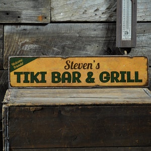 Tiki Bar Sign, Custom Tiki Sign, Tiki Decor, Wood Tiki Sign, Tiki Bar Decor, Beach Bar Sign, Rustic Hand Made Vintage Wooden Sign Decoration