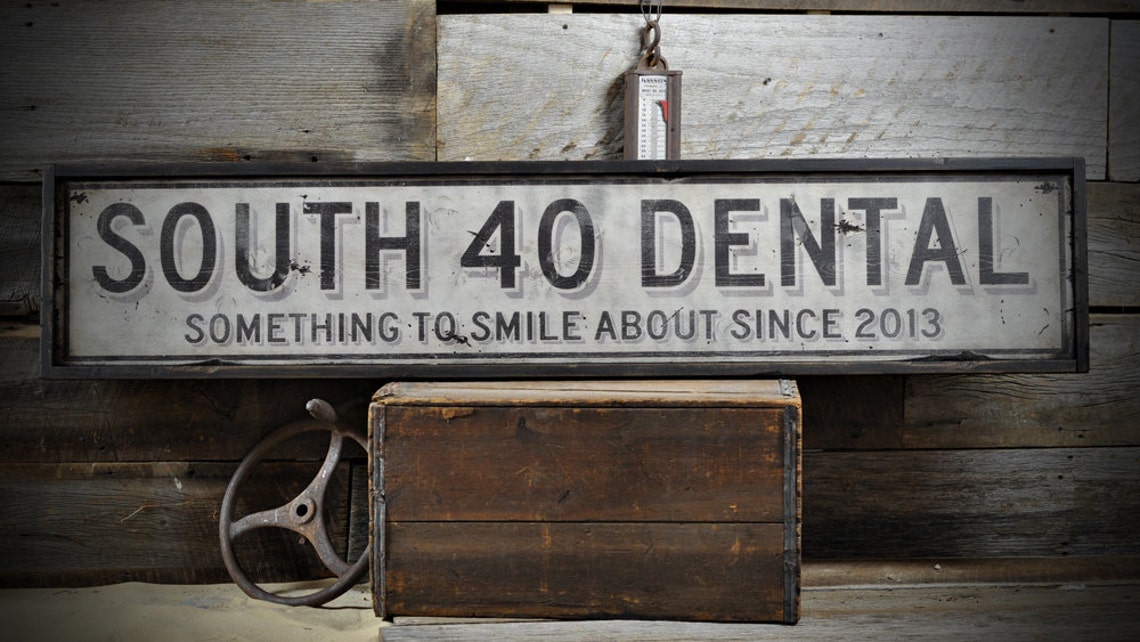 Dentside Sign Custom Distressed Dentist Office Sign - Rustic Hand Made Vintage Wooden ...