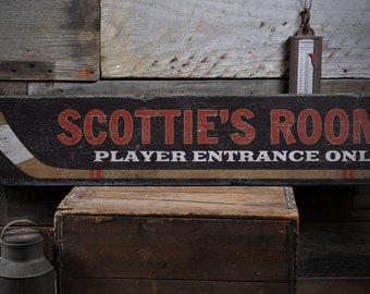 Hockey Wood Sign, Hockey Lover Sign, Hockey Room Decor, Custom Hockey Player Sign, Rustic Hockey Gift, Vintage Handmade Wood Sign