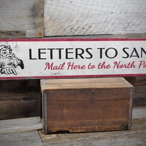 Letters To Santa, Santa Claus Sign, North Pole Mail, Santa Mail Decor, Christmas Signs, Old Rustic Wood Sign - Handmade Wooden Sign