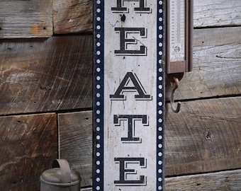 Movie Room Sign, Home Theater Sign, Vertical Theater Sign Wood Theater Sign, Home Theater Decor - Rustic Hand Made Wooden Sign For Theater