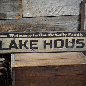 Custom Family Lake House Sign - Rustic Hand Made Vintage Wooden Sign Decoration