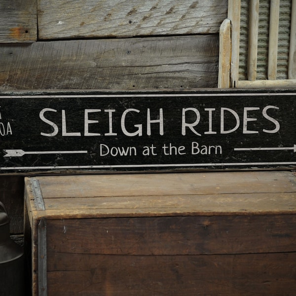 Sleigh rides sign, Snow Ride Sign, Christmas Lovers Sign, Wooden Sleigh Sign Decor, Barn Wood Decor- Rustic Hand Made Wooden Sign Decor