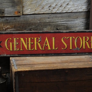 General Store with Stars - Rustic Hand Made Vintage Wooden Sign  Decorations