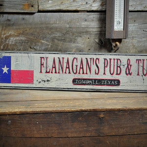 Custom State Flag Pub Tavern Sign - Rustic Hand Made Vintage Wooden Sign Decoration