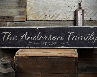 Rustic Family Name Sign, Personalized Wedding Gift, Established Date Decor