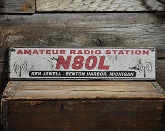 Custom Amateur Radio Station Call Sign - Rustic Hand Made Distressed Wooden Decoration