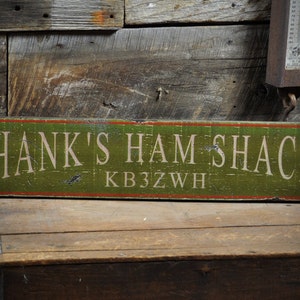 Custom Ham Radio Operator Sign - Primitive Rustic Hand Made Vintage Wooden Custom Sign Decorations