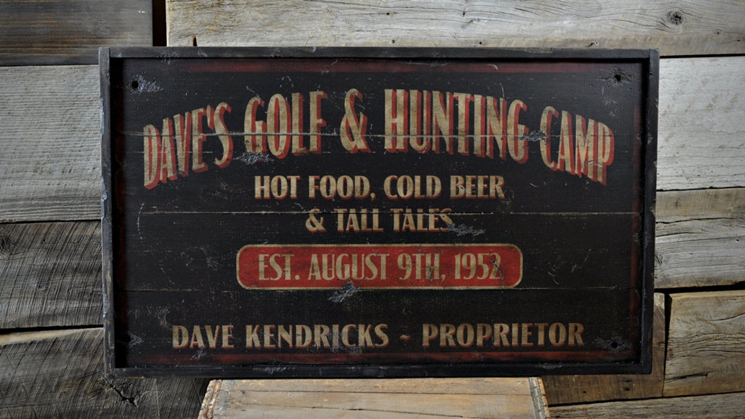 Rustic Golf Signs Custom Distressed Golfing Proprietor Sign - Rustic Hand Made Vintage ...