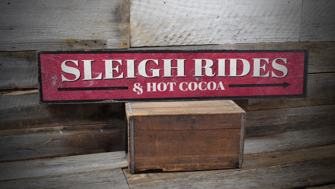 Sleigh Races Sign Sleigh Rides Sign, Rustic Winter Decor, Hot Cocoa Decor, Sleigh Rental ...