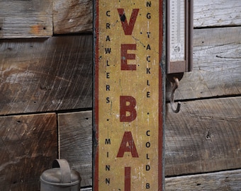 Live Bait Sign, Vertical Bait Shop Sign, Custom Wood Sign for Bait Shop Gift, Fishing Sign, Rustic HandMade Vintage Wooden Sign