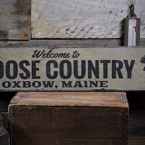 Moose Country Sign, Custom Moose Sign, Rustic Moose Decor, Moose Lover Gift, Welcome Moose Sign, HandMade Vintage Wood Sign Decor