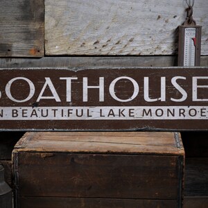 Custom Lake Sign, Boat House Gift, Boat House Sign, Custom Boat Sign, Lake House Decor - Rustic Hand Made Vintage Wooden Sign