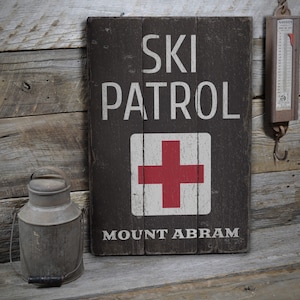 Mount Abram Ski Patrol Sign, Wood Ski Patrol Sign, Ski Patrols, Wood Lodge Decor, Wood Sign - Rustic Hand Made Vintage Wooden Decor